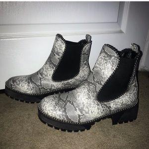 Snake skin platform boots